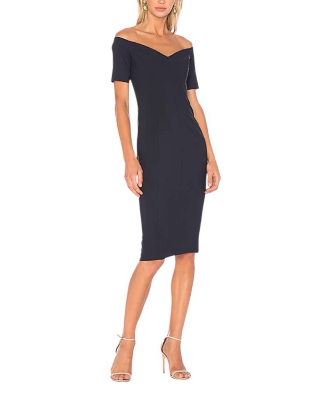 Cinq à Sept Navy Sweetheart Neckline Midi Dress Size 4